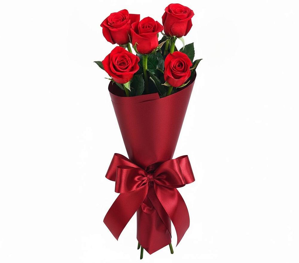 Букет 5 Красных роз Эдлесс Лав в Дубровке