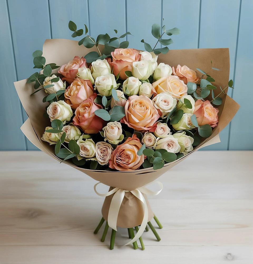 Букет цветов из: Альстромерии и Розы в Дубровке