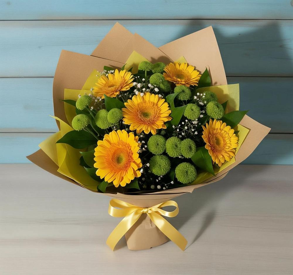 Букет цветов из: Герберы и Хризантемы в Дубровке