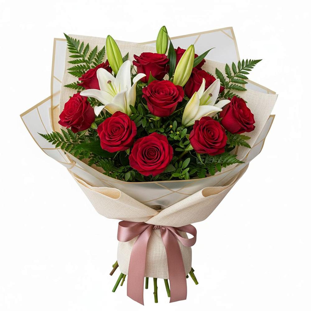 Букет цветов из: Лилии и Розы в Дубровке