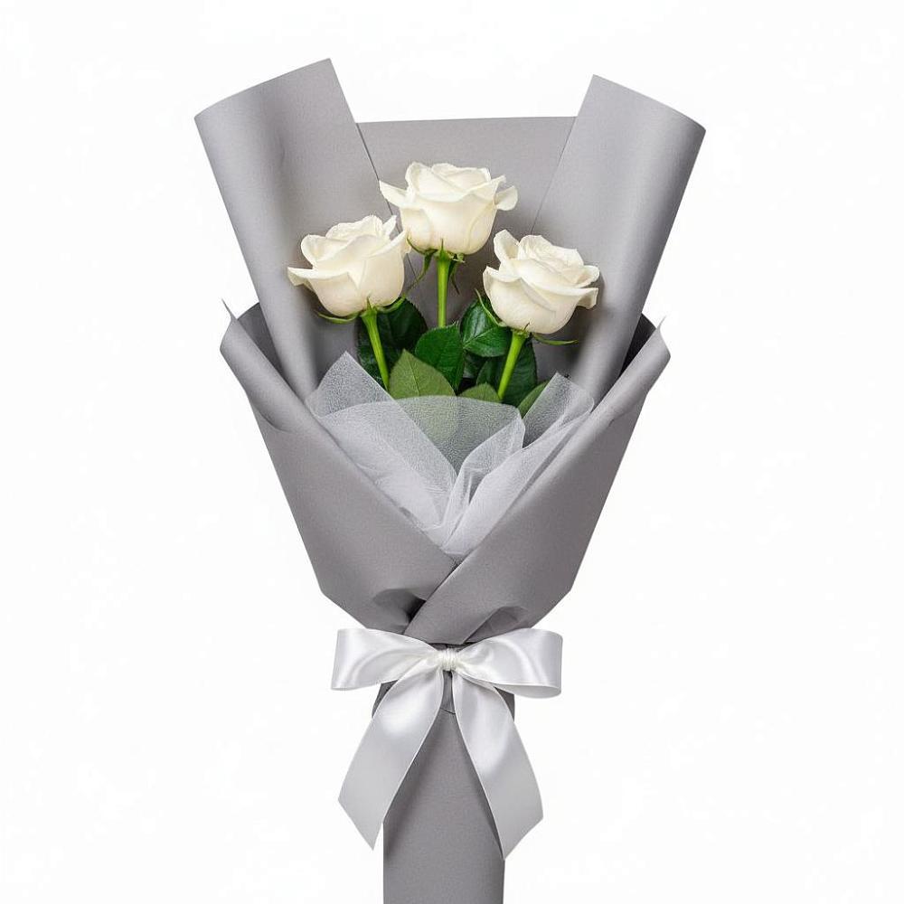 Букет 3 белые розы в Дубровке