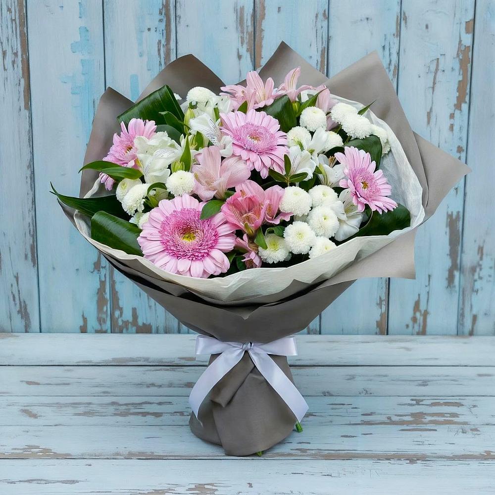 Букет цветов из: Герберы, Альстромерии и Хризантемы в Дубровке