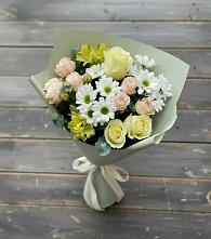 Букет цветов из:  Альстромерии, Розы и Хризантемы в Дубровке