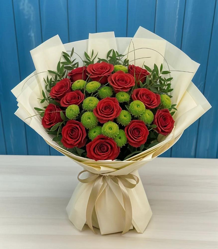 Букет цветов из: Розы и Хризантемы в Дубровке